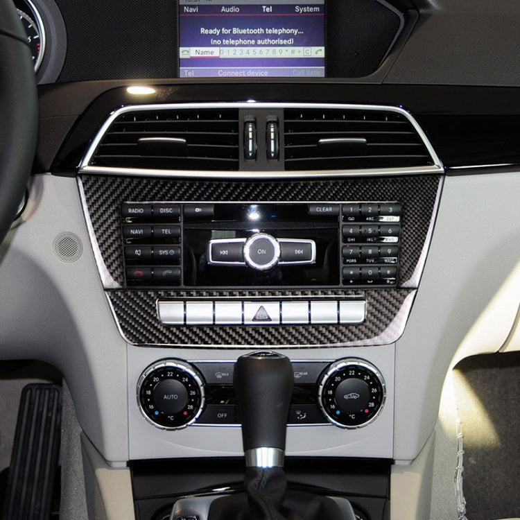 Car Carbon Fiber Central Control CD Panel Decorative Sticker for Mercedes-Benz W204 2011-2013 7-buttons