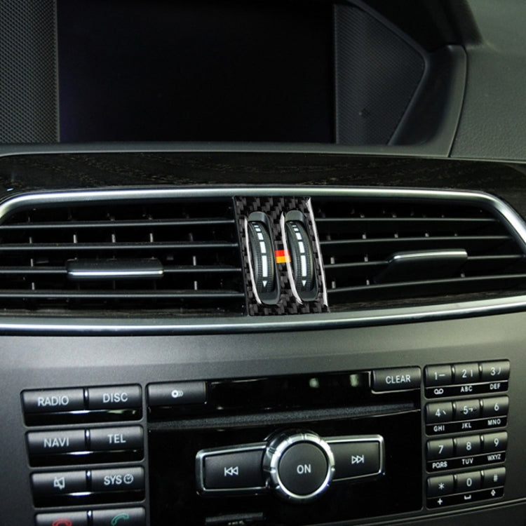 Car German Flag Carbon Fiber Intermediate Air Outlet Panel Decorative Sticker for Mercedes-Benz W204 2011-2013