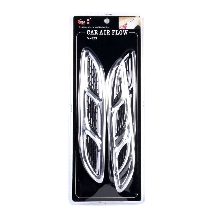 2PCS V-623 JDM Style Plastic Decorative Air Flow Intake Turbo Bonnet Hood Side Vent Cover With Self-adhesive Stick
