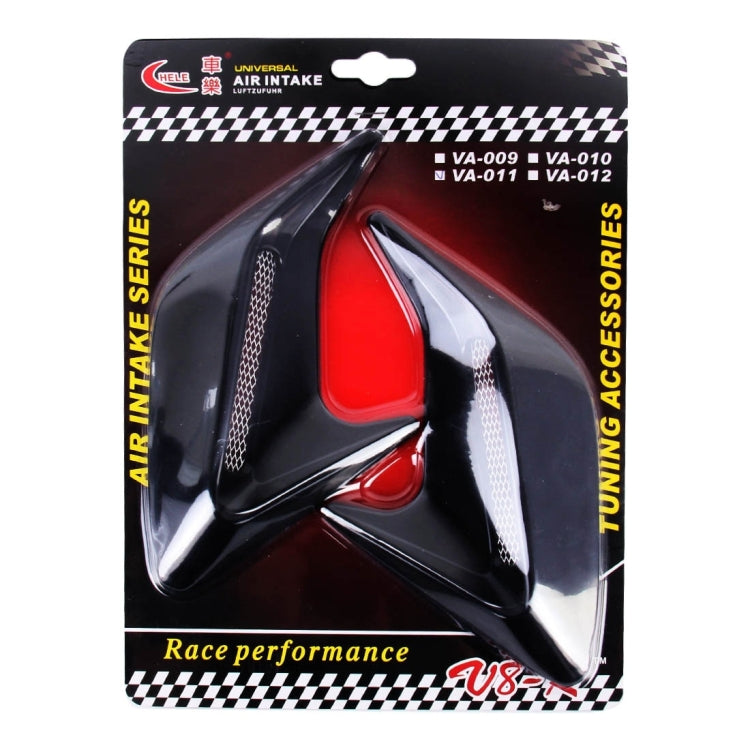 2PCS Plastic Decorative Air Flow Intake Turbo Bonnet Hood Side Vent Grille Cover With Self-adhesive Sticker