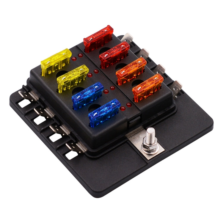 1 in 8 Out Fuse Box PC Terminal Block Fuse Holder Kits with LED Warning Indicator for Auto Car Truck Boat