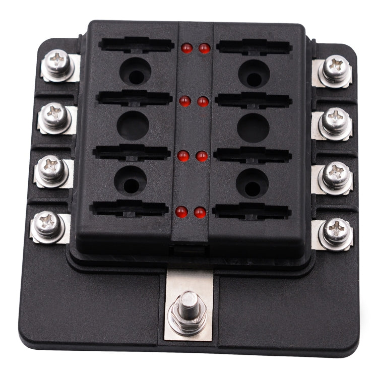 1 in 8 Out Fuse Box Screw Terminal Section Fuse Holder Kits with LED Warning Indicator for Auto Car Truck Boat