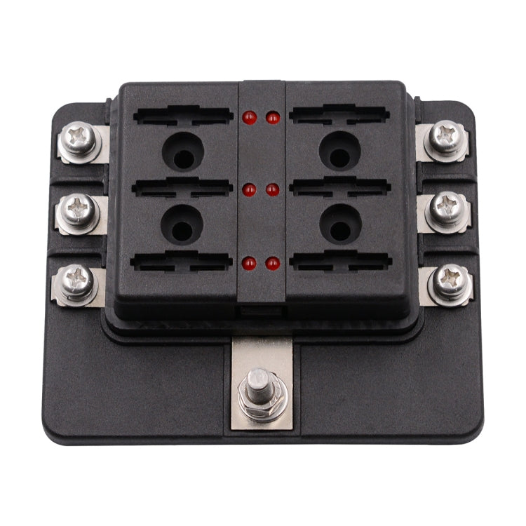 1 in 6 Out 6 Way Circuit Fuse Box Screw Terminal Section Fuse Holder Kits with LED Warning Indicator for Auto Car Truck Boat