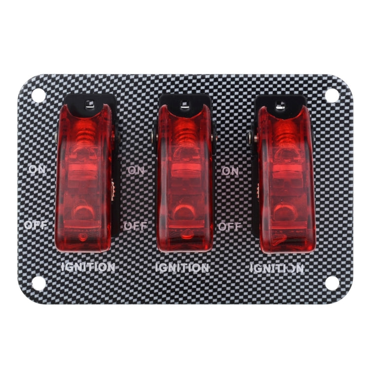 Jtron DV 12V Carbon Fiber Surface Panel Car Toggle Switch with Red LED Indicator