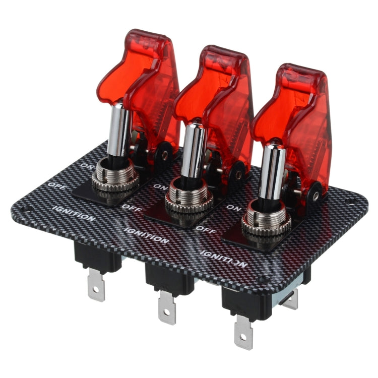 Jtron DV 12V Carbon Fiber Surface Panel Car Toggle Switch with Red LED Indicator
