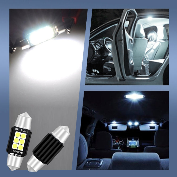 2 PCS 36mm DC12V-24V 3W 6000K 660LM 6LEDs SMD-3030 Car Reading Lamp / License Plate Light