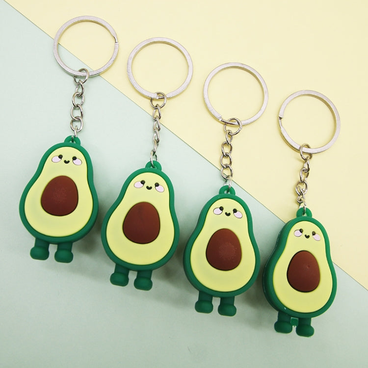 10 PCS Cute Fruit Jewelry Soft Silicone Cartoon Anthropomorphic Avocado Key Ring