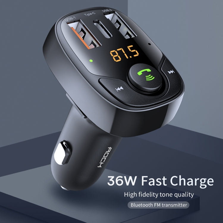 ROCK B301 Dual USB + PD Bluetooth 5.0 FM Transmitter & Car Charger, Support TF Card / U-disk
