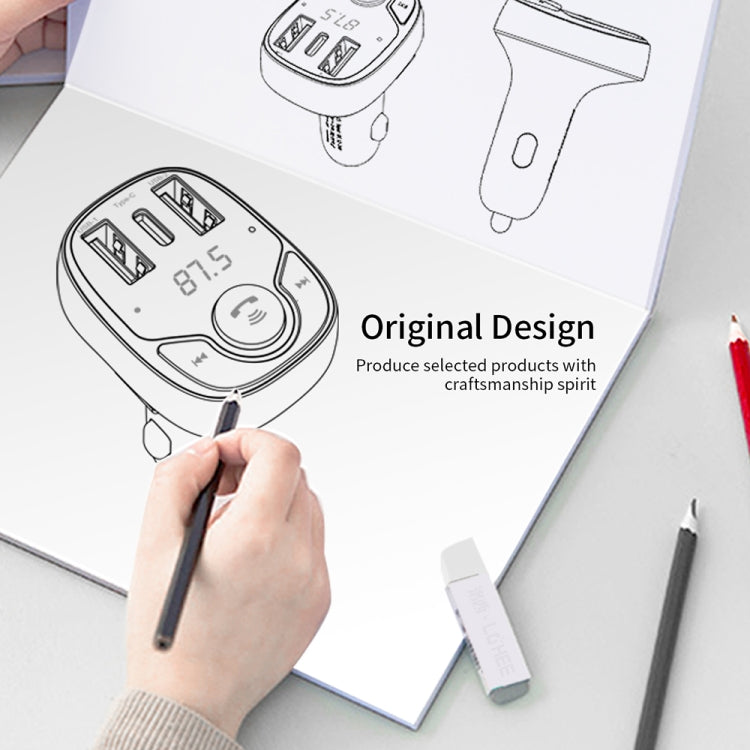 ROCK B301 Dual USB + PD Bluetooth 5.0 FM Transmitter & Car Charger, Support TF Card / U-disk