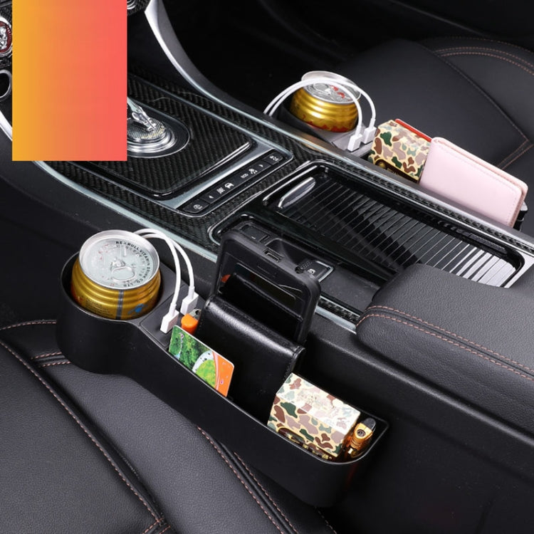 Car Multi-functional Driver Seat Console PU Leather Box Cigarette Lighter Charging Pocket Cup Holder Seat Gap Side Storage Box