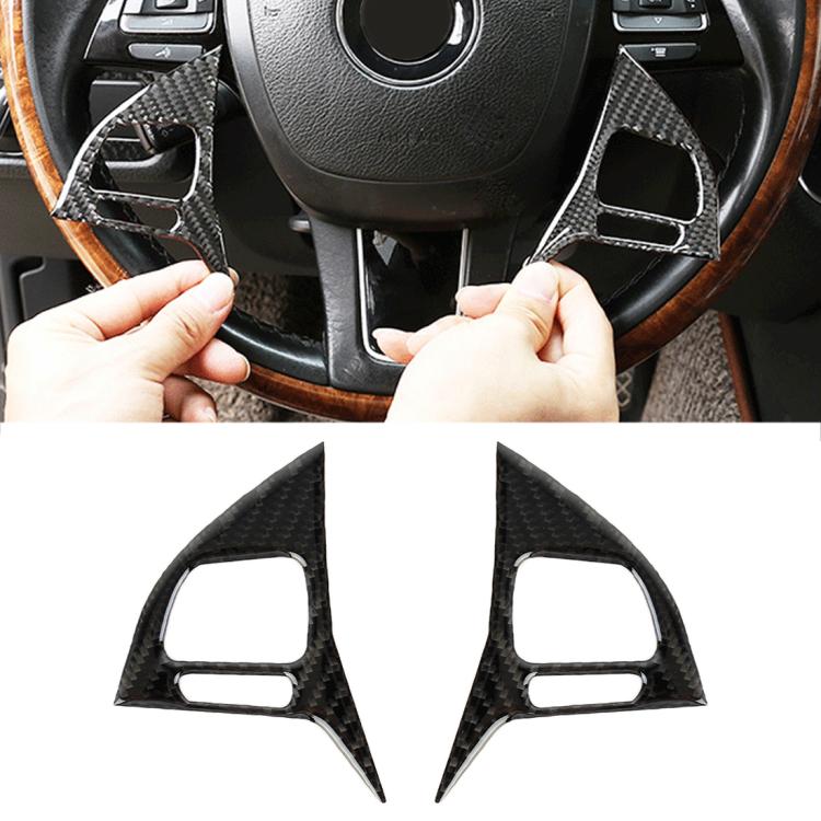 2 PCS Car Carbon Fiber Steering Wheel Button Decorative Sticker for Volkswagen Touareg