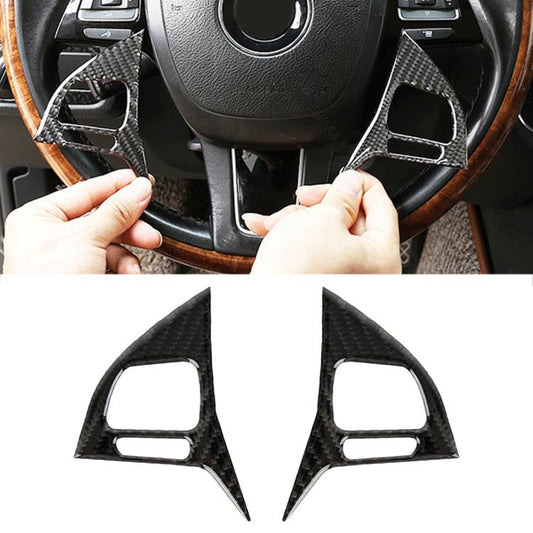 2 PCS Car Carbon Fiber Steering Wheel Button Decorative Sticker for Volkswagen Touareg