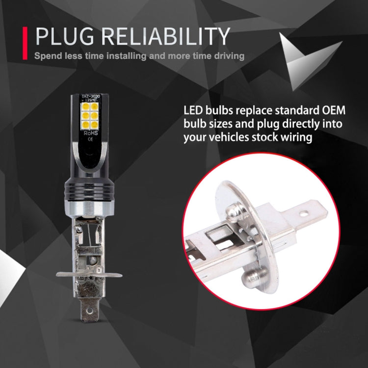 2 PCS H1 DC12V-24V / 12W / 3000K / 800LM 12LEDs SMD-3030 Car LED Fog Light