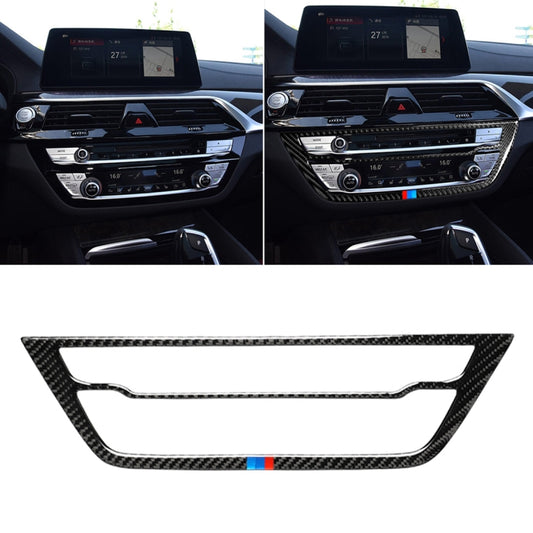 Car Tricolor Carbon Fiber CD Panel Decorative Sticker for BMW 5 Series G38 528Li / 530Li / 540Li 2018