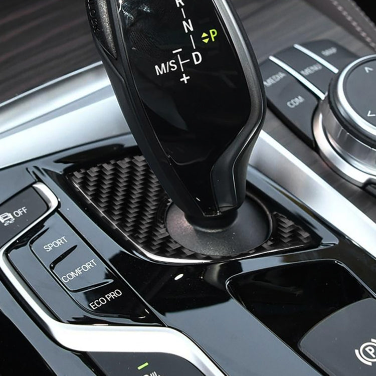 Car Carbon Fiber Gear Lever Lower Panel Decorative Sticker for BMW 5 Series G38 528Li / 530Li / 540Li 2018, Left Drive