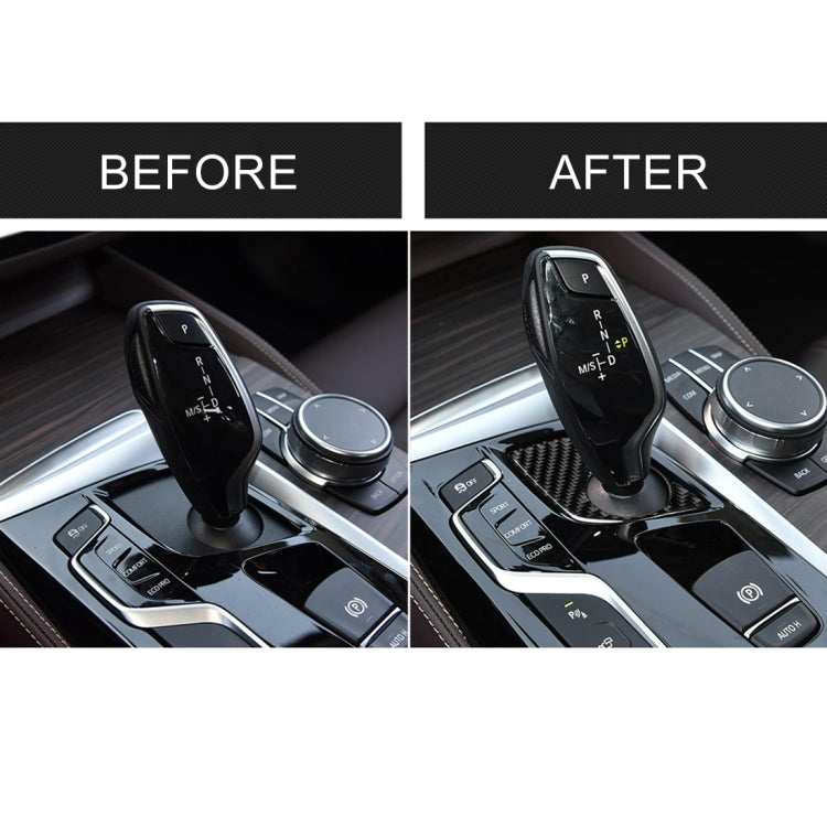 Car Carbon Fiber Gear Lever Lower Panel Decorative Sticker for BMW 5 Series G38 528Li / 530Li / 540Li 2018, Left Drive