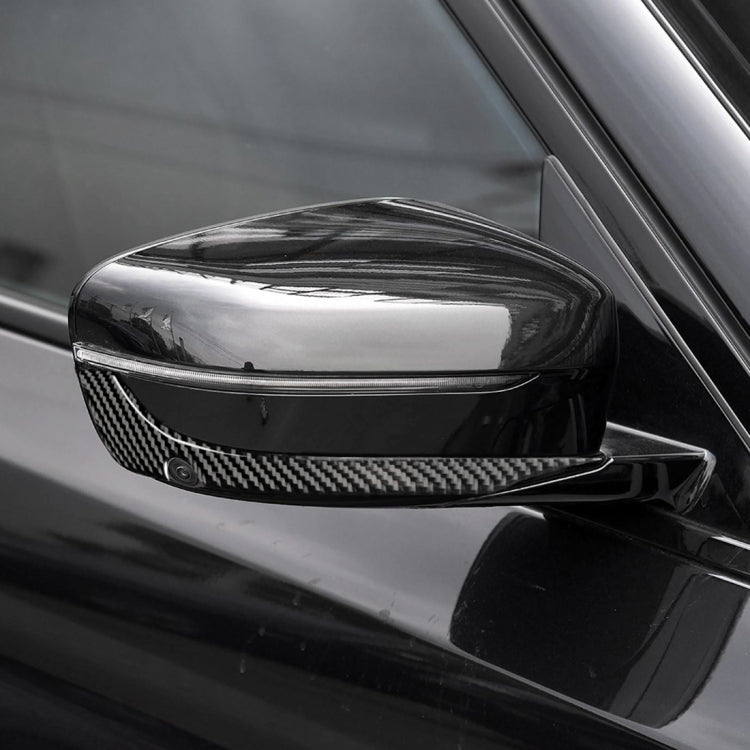 2 PCS Car Carbon Fiber Rearview Mirror Bumper Strip Decorative Sticker for BMW G30 (2018-2019) / G11 (2016-2019), Right Drive with Camera