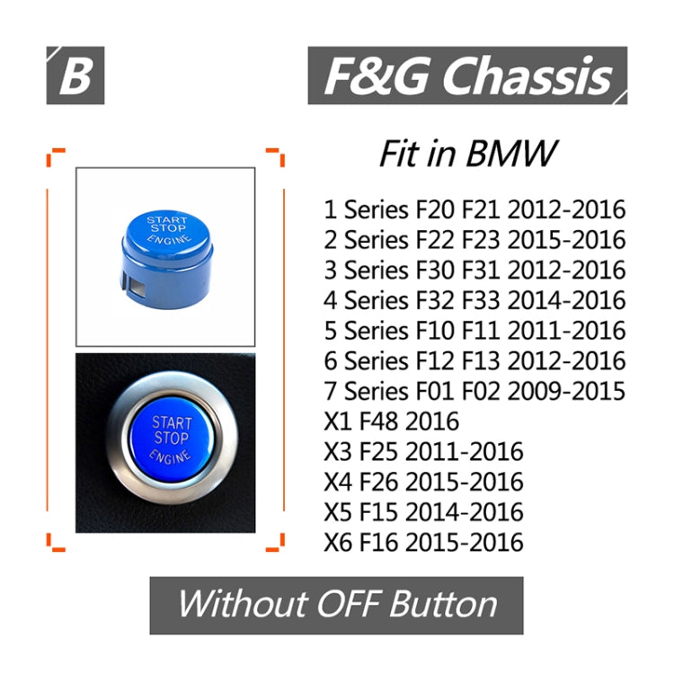 Car Engine Start Key Push Button Cover for BMW G / F Chassis,  without Start and Stop