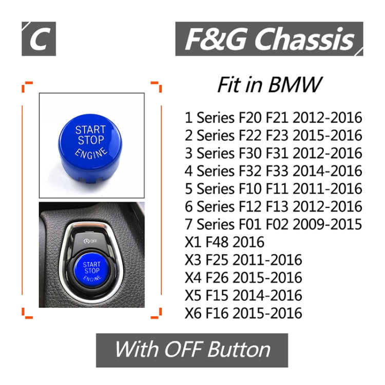 Car Engine Start Key Push Button Cover for BMW G / F Chassis,  with Start and Stop