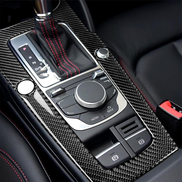 Car Carbon Fiber Gear Position Panel Decorative Sticker for Audi 2014-2017 A3, Left Drive