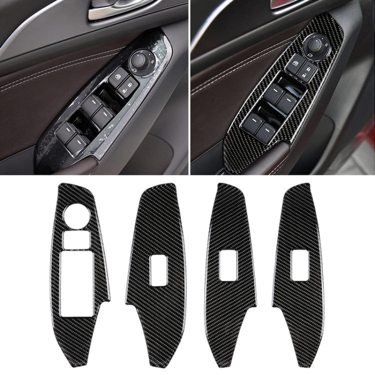 Car Carbon Fiber Left Drive Window Lift Panel Decorative Sticker for Mazda Axela 2014 / 2017-2018