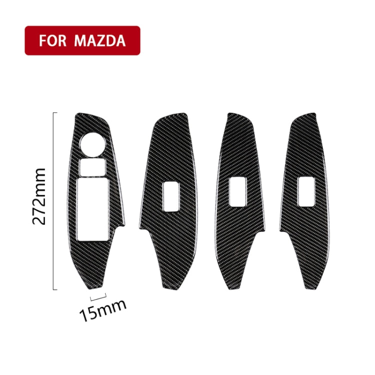 Car Carbon Fiber Left Drive Window Lift Panel Decorative Sticker for Mazda Axela 2014 / 2017-2018