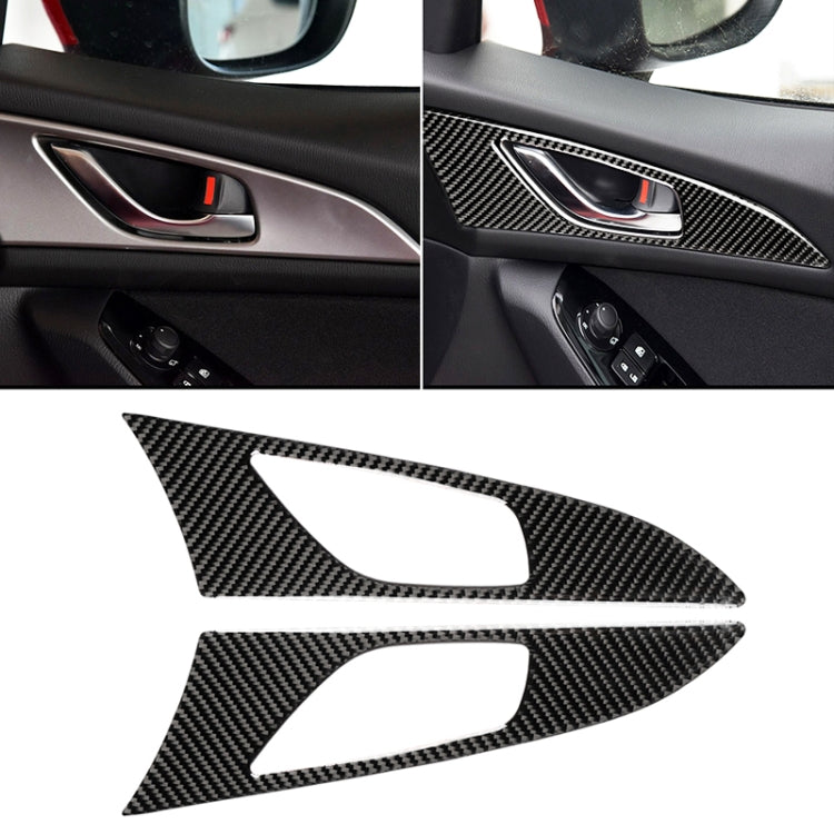 2 PCS Car Carbon Fiber Door Inner Handle Outer Frame Decorative Sticker for Mazda Axela 2014 / 2017-2018