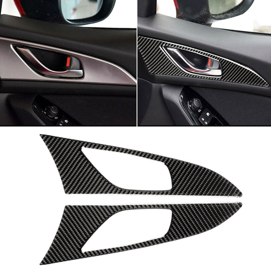 2 PCS Car Carbon Fiber Door Inner Handle Outer Frame Decorative Sticker for Mazda Axela 2014 / 2017-2018