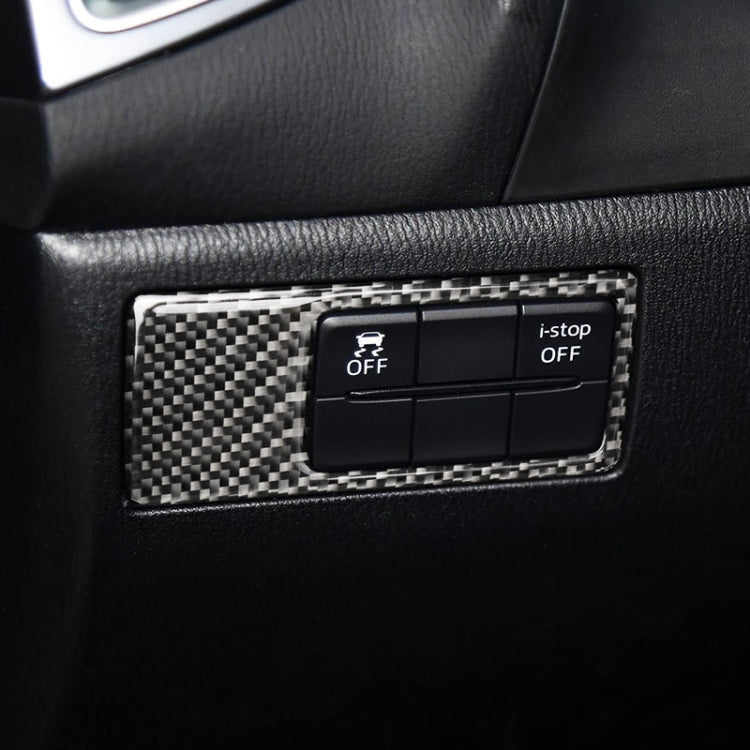 Car Carbon Fiber Headlight Adjustment Frame Decorative Sticker for Mazda Axela 2014 / 2017-2018, Left Drive