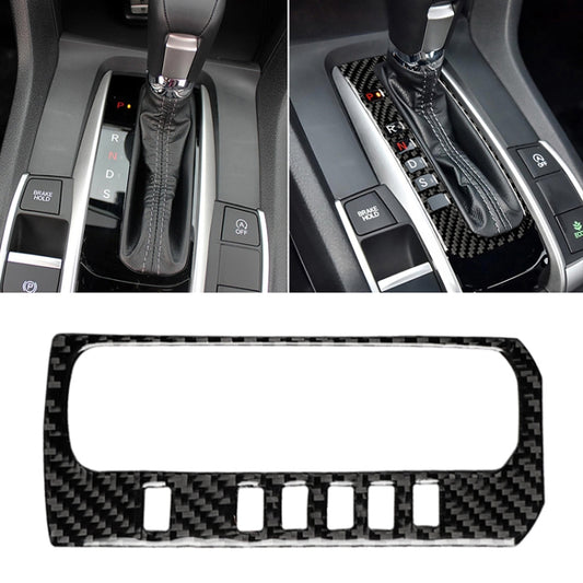Car Carbon Fiber Gear Position Button Frame Decorative Sticker for Honda Tenth Generation Civic 2016-2019, Left Drive