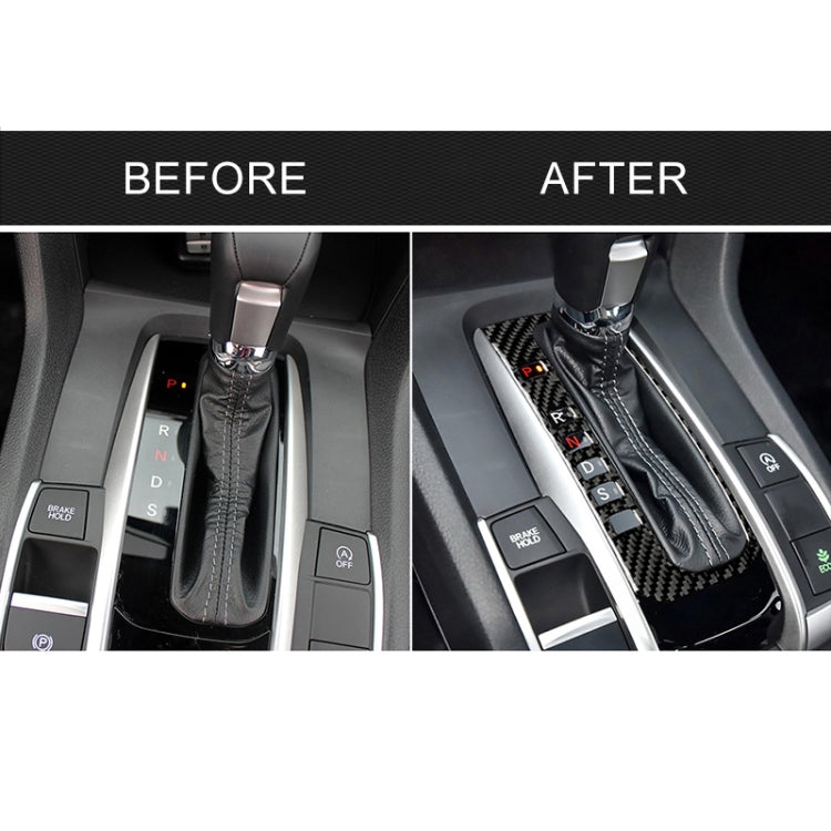 Car Carbon Fiber Gear Position Button Frame Decorative Sticker for Honda Tenth Generation Civic 2016-2019, Left Drive
