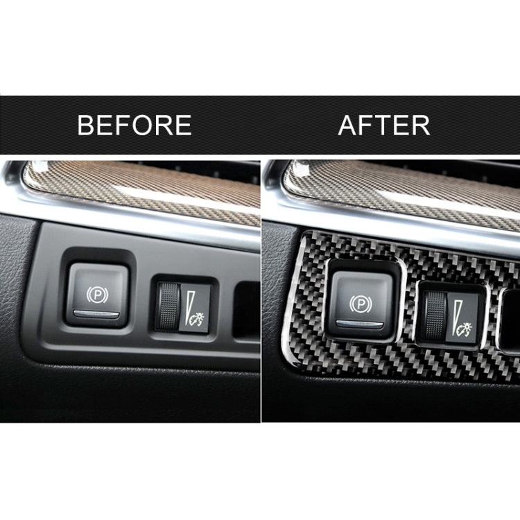 Car Carbon Fiber Headlight Switch Frame Decorative Sticker for Cadillac XT5 2016-2017, High Version, Left Drive