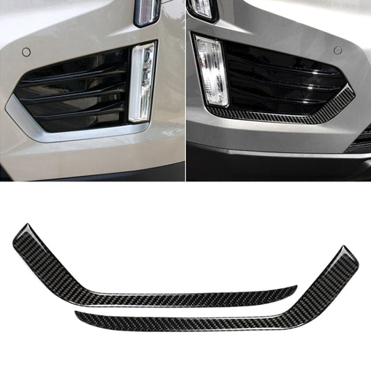 Car Carbon Fiber Front Fog Light Decorative Stripe for Cadillac XT5 2016-2017, Left Drive