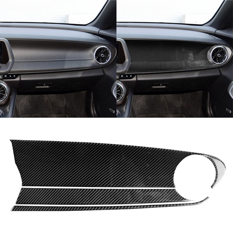 3 in 1 Car Carbon Fiber Front Passenger Central Control Panel Decorative Sticker for Chevrolet Camaro 2017-2019, Left Drive