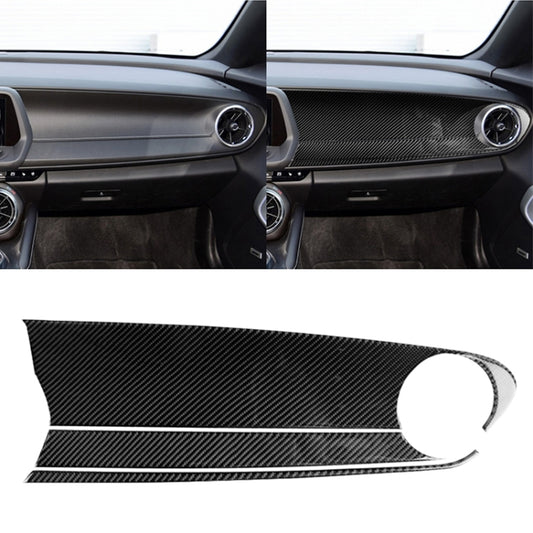 3 in 1 Car Carbon Fiber Front Passenger Central Control Panel Decorative Sticker for Chevrolet Camaro 2017-2019, Left Drive