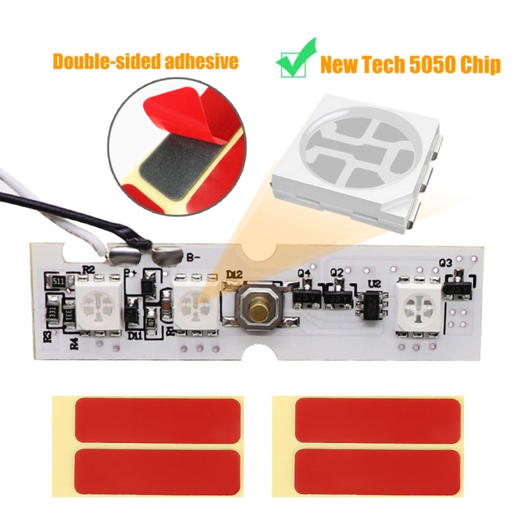 4 PCS Universal Car Colorful LED Inner Handle Light Atmosphere Lights Decorative Lamp DC12V / 0.5W Cable Length: 70cm