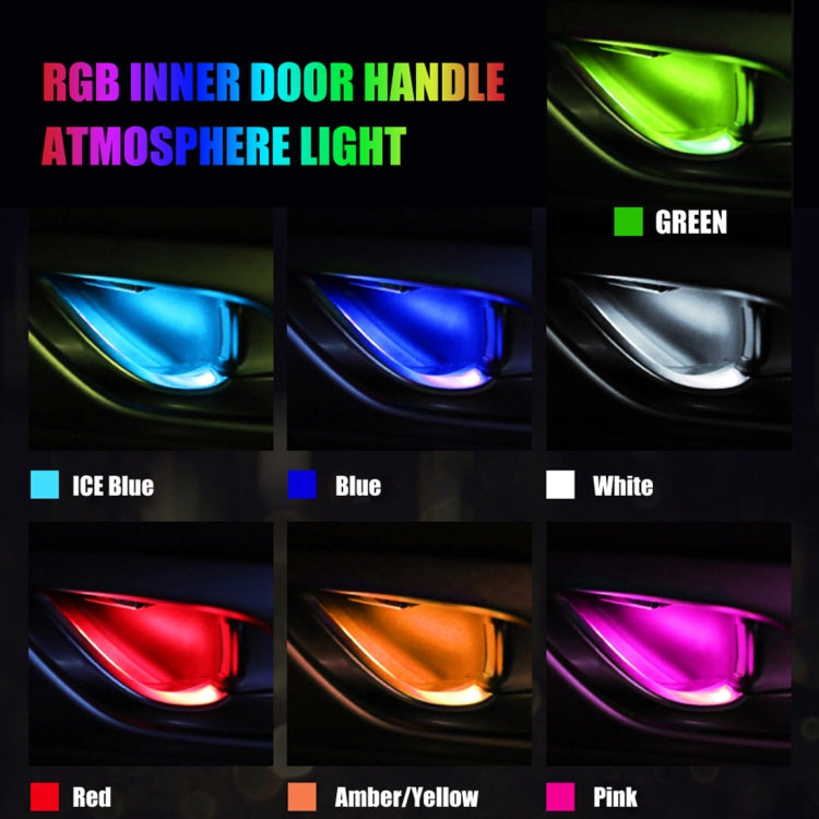 4 PCS Universal Car Colorful LED Inner Handle Light Atmosphere Lights Decorative Lamp DC12V / 0.5W Cable Length: 70cm