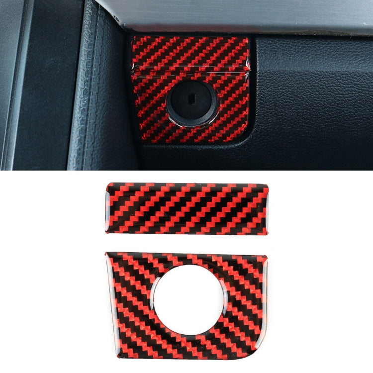 2 in 1 Car Carbon Fiber Vice Driving Seat Storage Box Button Decorative Sticker for Ford Mustang 2015-2020