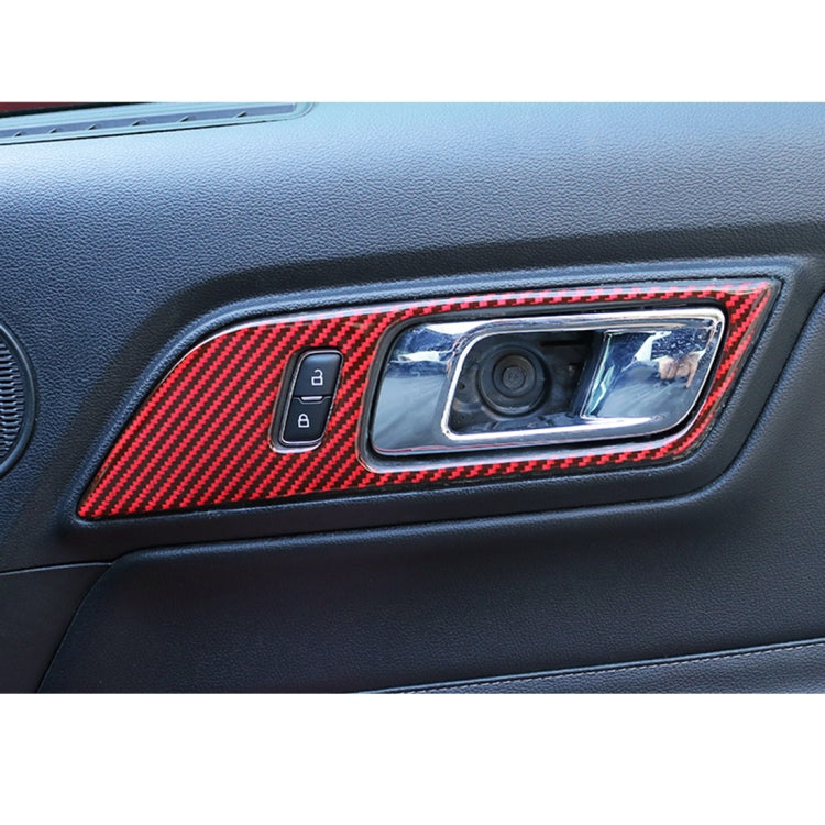 2 in 1 Car Carbon Fiber Inner Door Handle Decorative Sticker for Ford Mustang 2015-2020