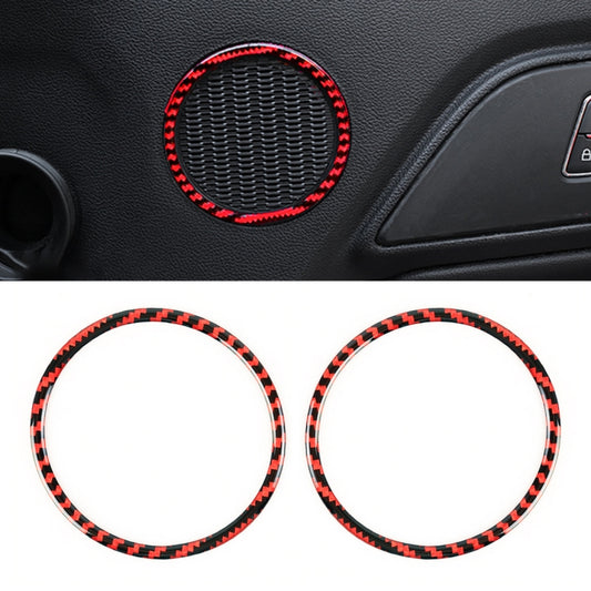2 in 1 Car Carbon Fiber Door Horn Ring Small Size Decorative Sticker for Ford Mustang 2015-2020, Diameter: 8.3cm