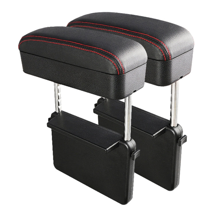 2 PCS Universal Car PU Leather Wrapped Armrest Box Cushion Car Armrest Box Mat with Storage Box