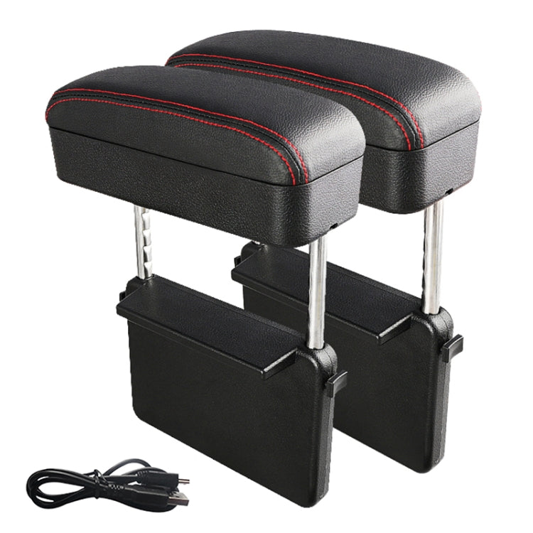 2 PCS Universal Car Wireless Qi Standard Charger PU Leather Wrapped Armrest Box Cushion Car Armrest Box Mat with Storage Box