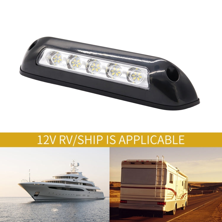 DC 12V 2.6W 6000K IP67 Marine RV Waterproof LED Stair Deck Dome Light Ceiling  Lamp, Black Shell and Rubber Base