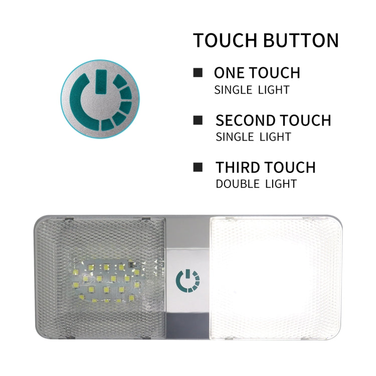 D4376D DC11-18V 6W 6000-6500K IP50 48LEDs SMD-5050 Marine RV Dimmable LED Dome Light Ceiling Lamp, with Touch Control