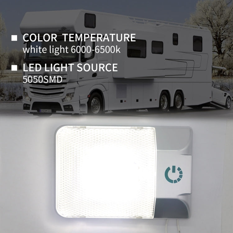 D4376S DC11-18V 3.6W 6000-6500K IP50 24LEDs SMD-5050 Marine RV Dimmable LED Dome Light Ceiling Lamp, with Touch Control