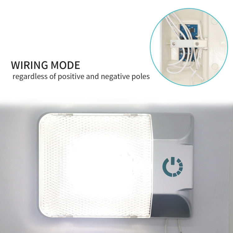 D4376S DC11-18V 3.6W 6000-6500K IP50 24LEDs SMD-5050 Marine RV Dimmable LED Dome Light Ceiling Lamp, with Touch Control