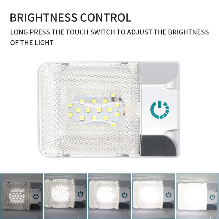 D4376S DC11-18V 3.6W 6000-6500K IP50 24LEDs SMD-5050 Marine RV Dimmable LED Dome Light Ceiling Lamp, with Touch Control