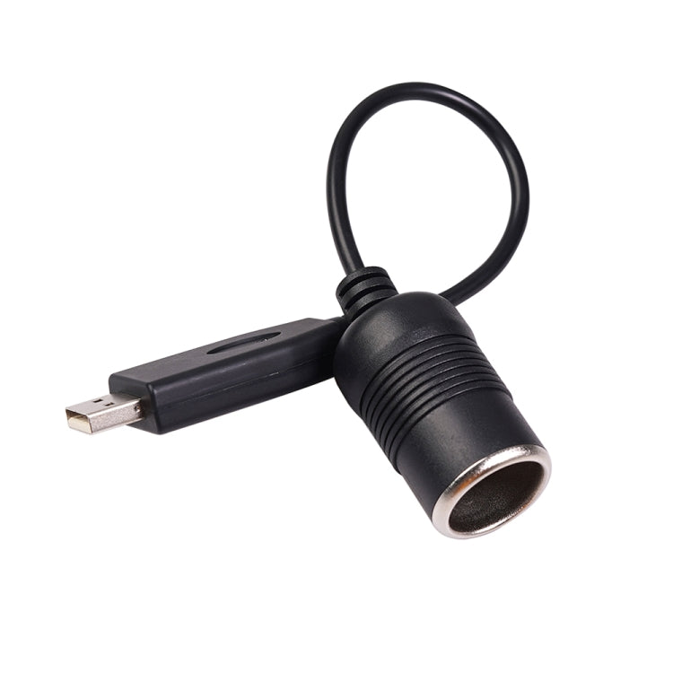 Car Converter USB Port to Car Cigarette Lighter Socket Female 5V to 12V Boost Power Adapter Cable