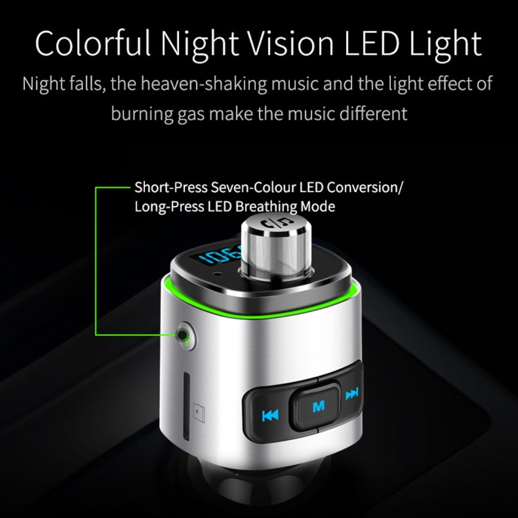 BC42 Bluetooth 5.0 Multi-function Car Colorful Atmosphere Lamp MP3 Player, Support TF Card & U Disk & FM