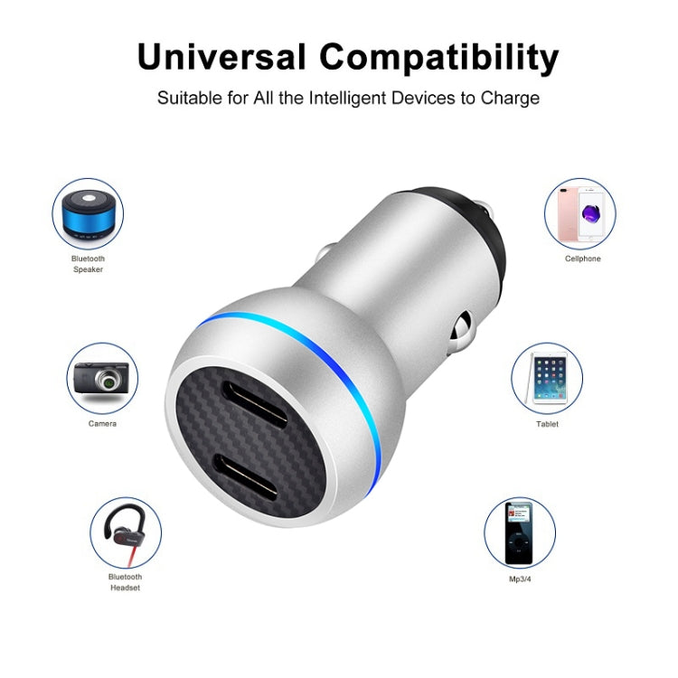 ACC-580 PD 40W Dual Type-C / USB-C Ports Fast Charging Car Charger, ACC-580
